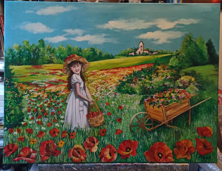 Original Illustration Landscape Painting by Anna Rita Angiolelli