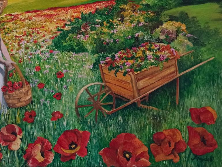 Original Illustration Landscape Painting by Anna Rita Angiolelli