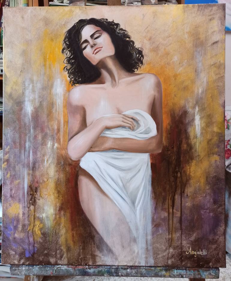Original Contemporary Nude Painting by Anna Rita Angiolelli