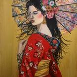 Geisha with a red kimono by Anna Rita Angiolelli