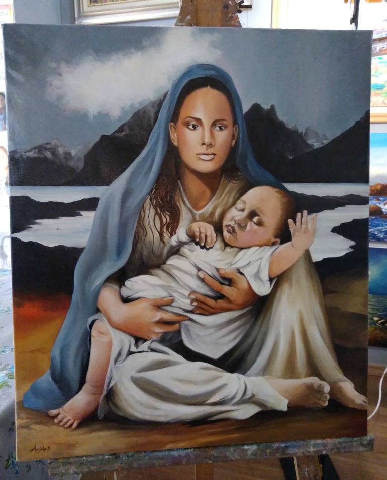 Original Figurative Religion Painting by Anna Rita Angiolelli