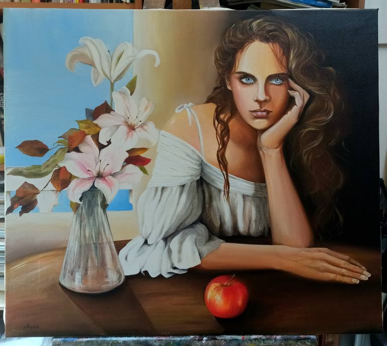 Original Figurative Women Painting by Anna Rita Angiolelli