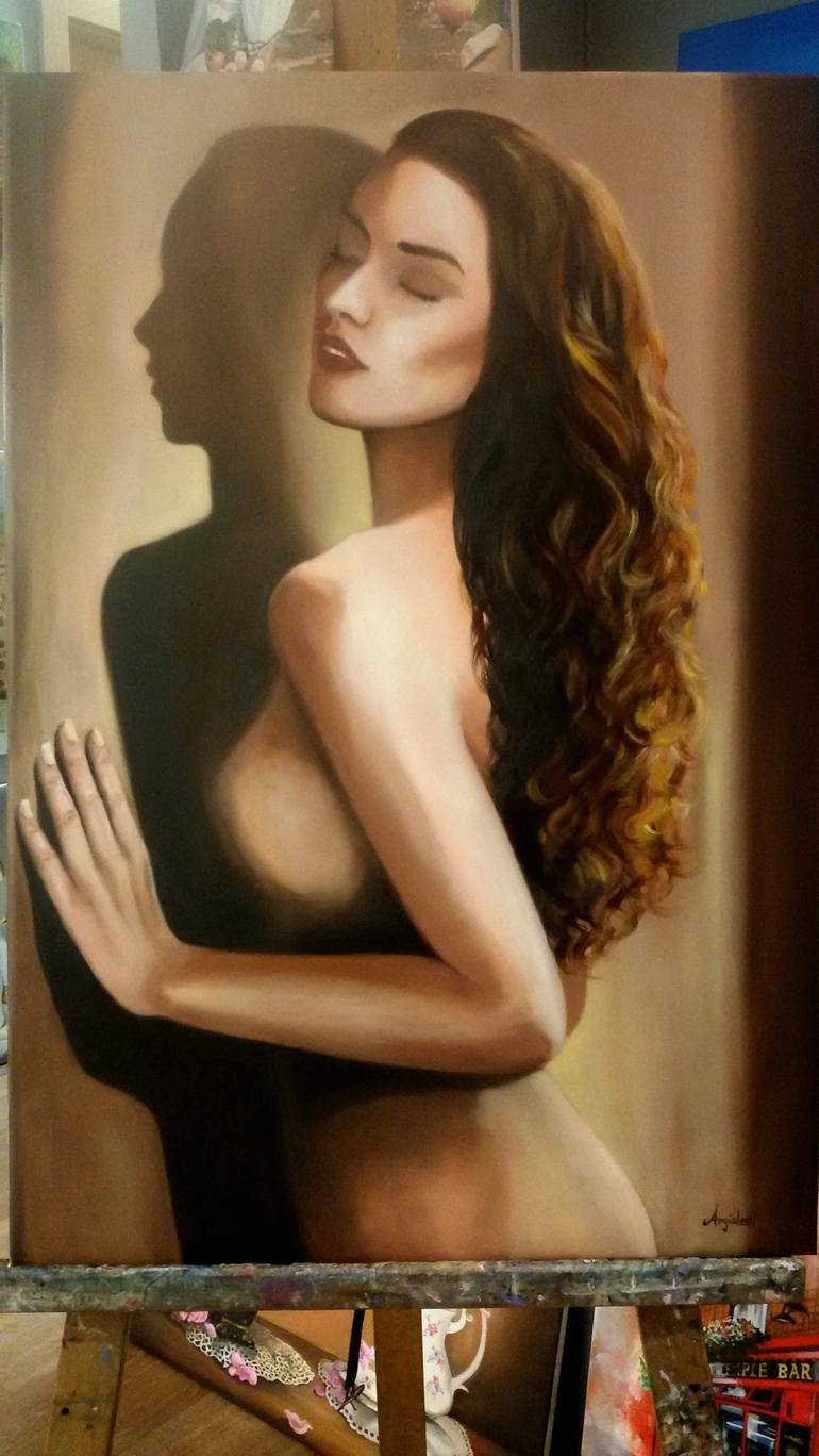 Original Figurative Nude Painting by Anna Rita Angiolelli