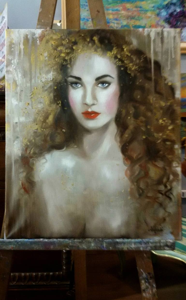 Original Figurative Portrait Painting by Anna Rita Angiolelli