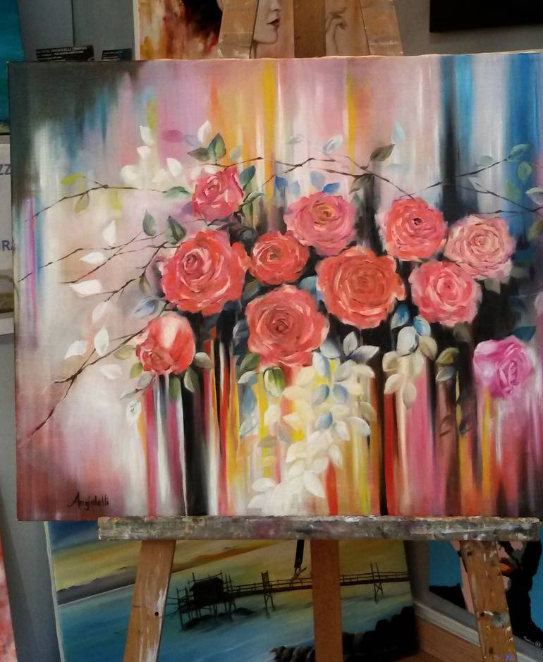 Original Floral Painting by Anna Rita Angiolelli