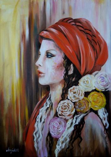 Original Figurative Portrait Paintings by Anna Rita Angiolelli