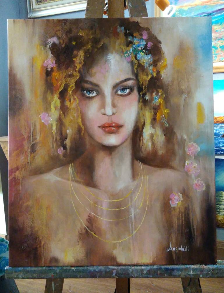 Original Figurative Portrait Painting by Anna Rita Angiolelli