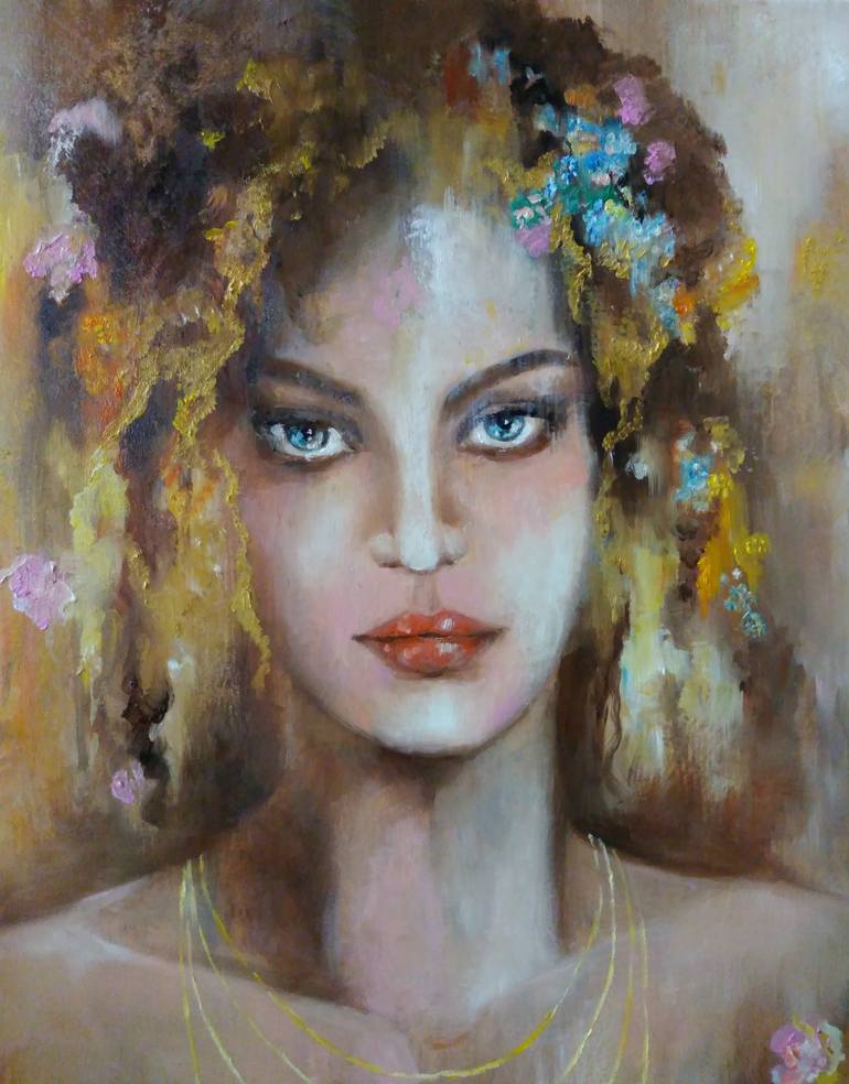 Original Figurative Portrait Painting by Anna Rita Angiolelli