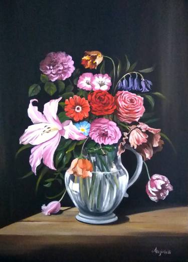 Print of Figurative Floral Paintings by Anna Rita Angiolelli