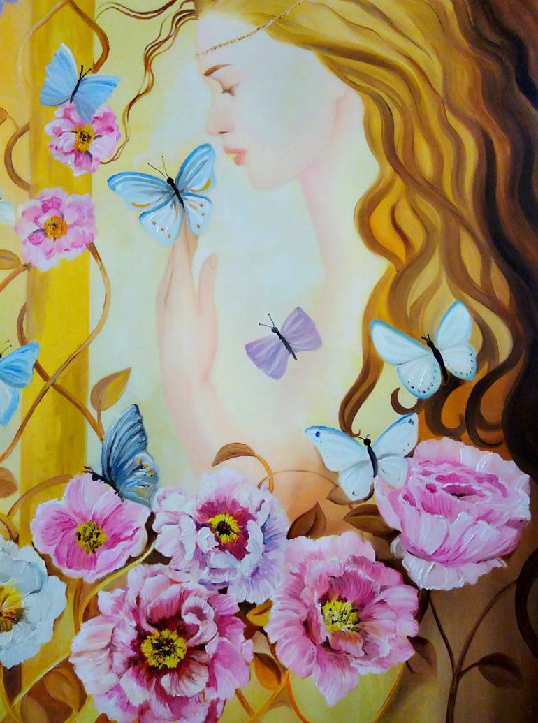 Original Figurative Floral Painting by Anna Rita Angiolelli