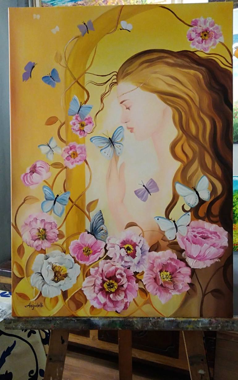 Original Figurative Floral Painting by Anna Rita Angiolelli