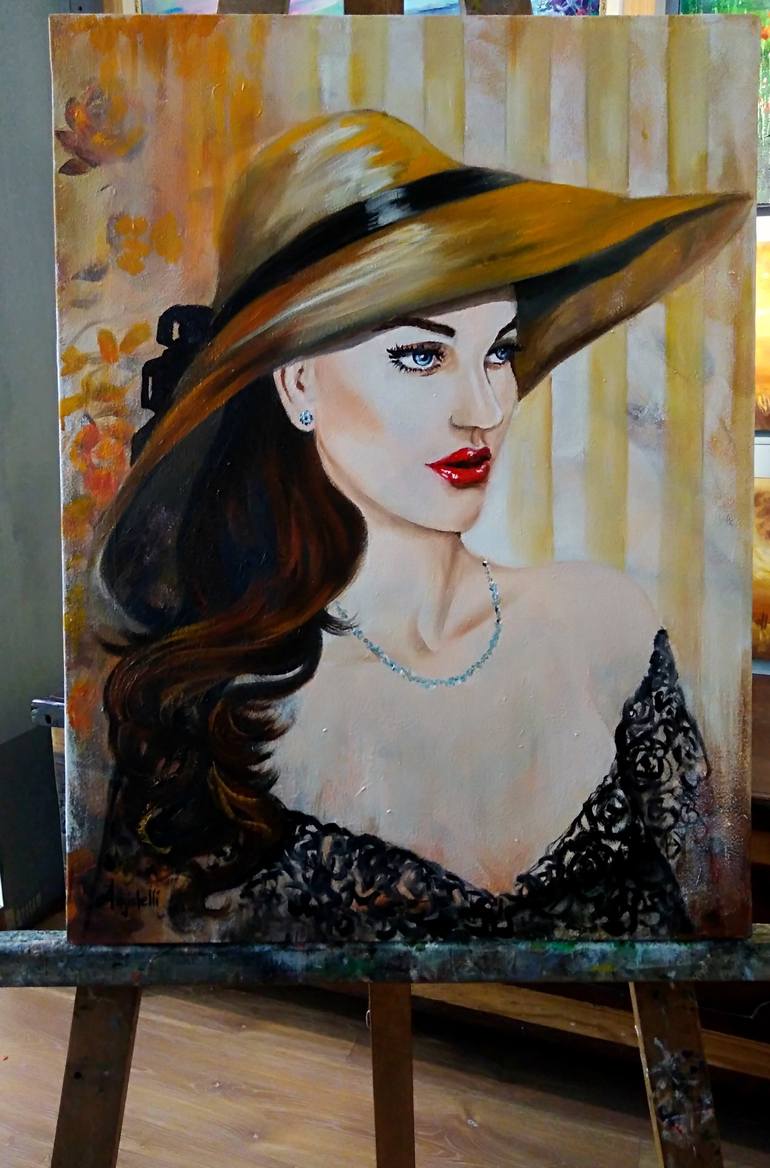 Original Figurative Portrait Painting by Anna Rita Angiolelli