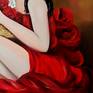 Portrait of a girl in a red dress with a basket of roses - painted with oil paints on canvas 60x70 cm - signed on the front and colored also on the edges - it can also be hung without a frame