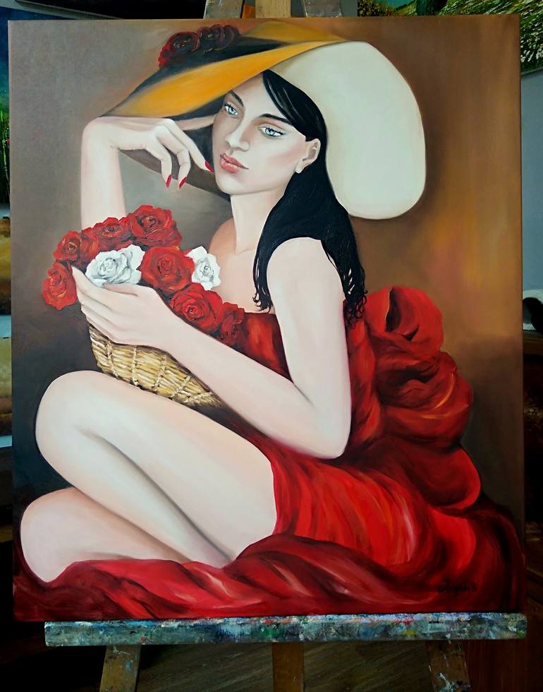 Original Figurative Portrait Painting by Anna Rita Angiolelli