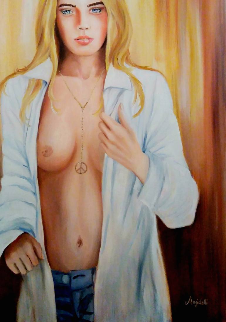 Original Figurative Erotic Painting by Anna Rita Angiolelli