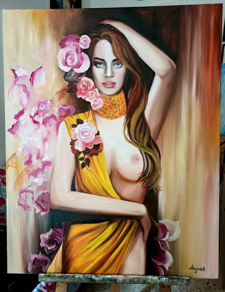 Original Figurative Erotic Painting by Anna Rita Angiolelli