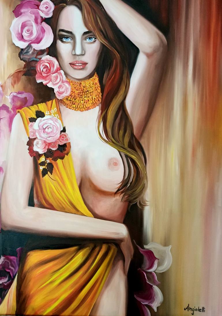 Original Figurative Erotic Painting by Anna Rita Angiolelli