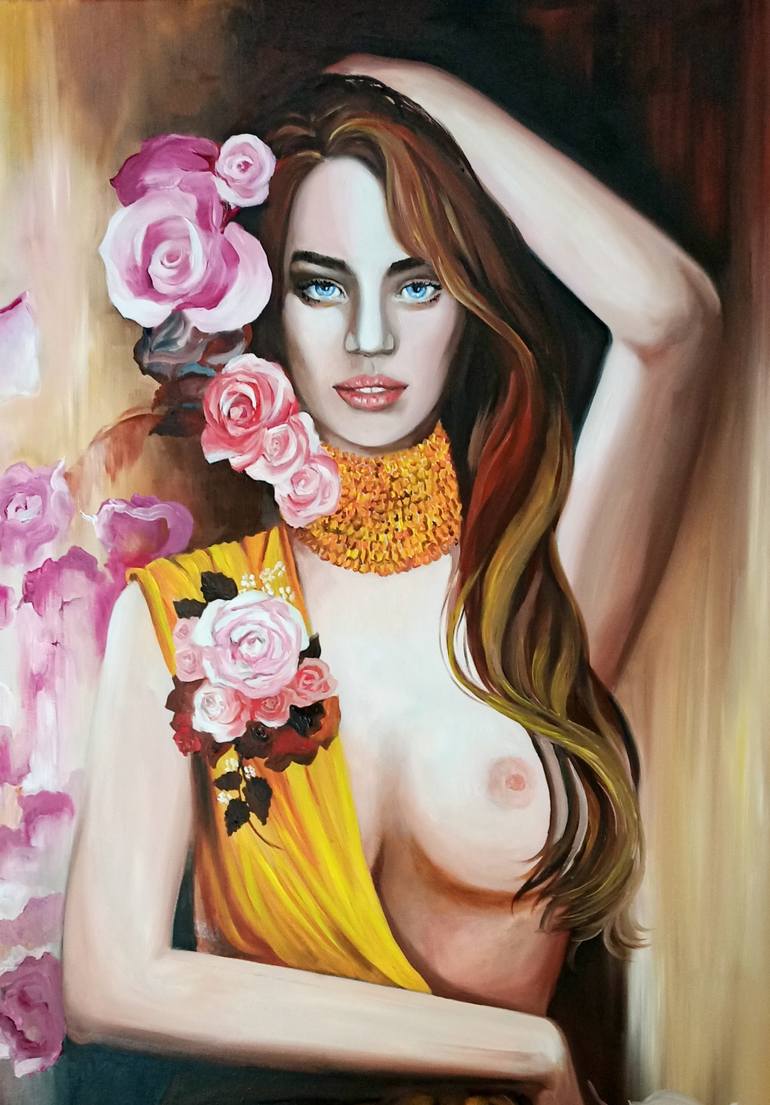 Original Figurative Erotic Painting by Anna Rita Angiolelli