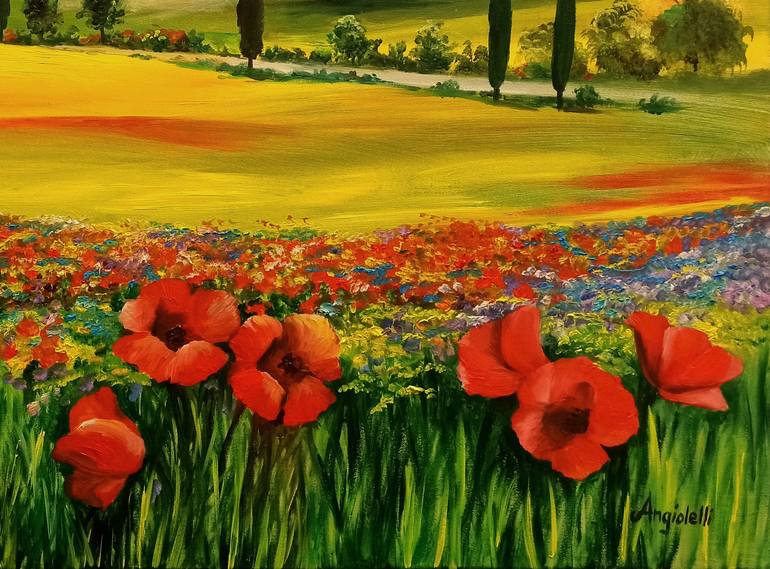 Original Figurative Landscape Painting by Anna Rita Angiolelli