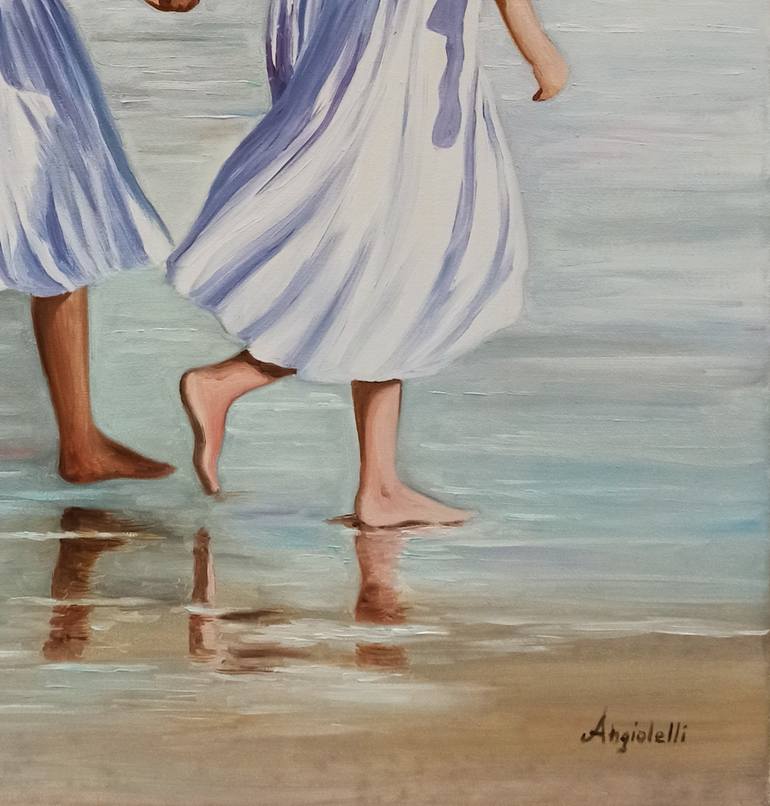 Original Figurative Beach Painting by Anna Rita Angiolelli