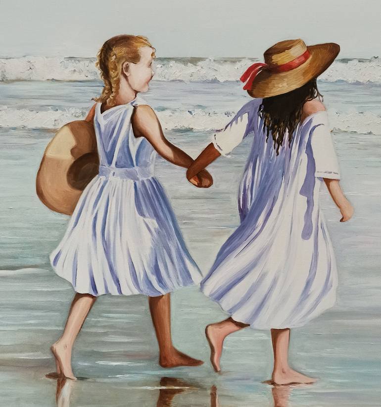 Original Figurative Beach Painting by Anna Rita Angiolelli
