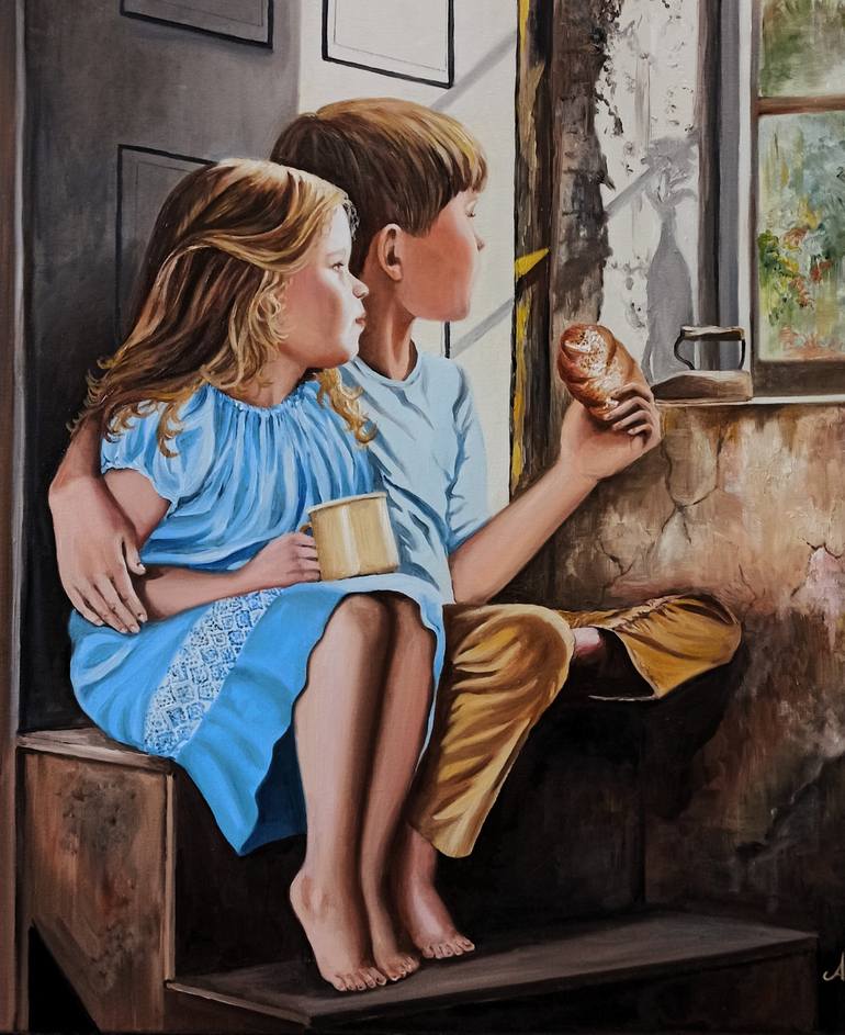 Original Figurative Children Painting by Anna Rita Angiolelli