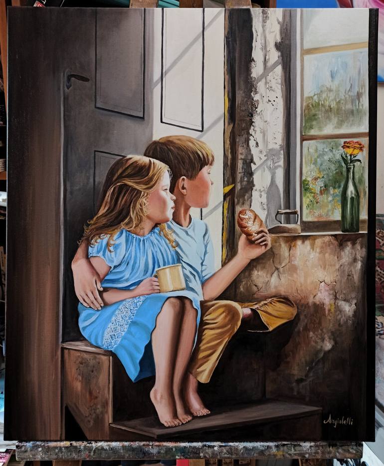 Original Figurative Children Painting by Anna Rita Angiolelli