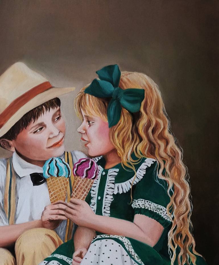 Original Figurative Children Painting by Anna Rita Angiolelli