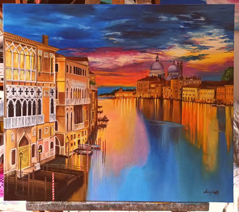Original Figurative Cities Painting by Anna Rita Angiolelli