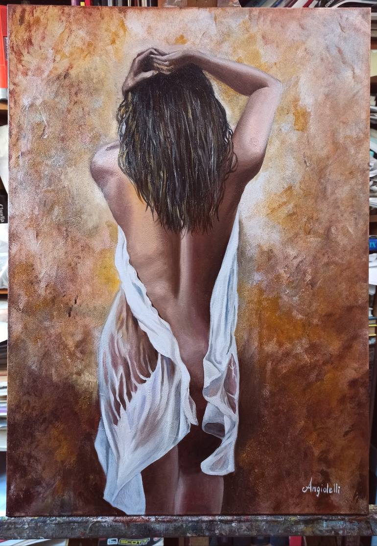 Original Figurative Nude Painting by Anna Rita Angiolelli