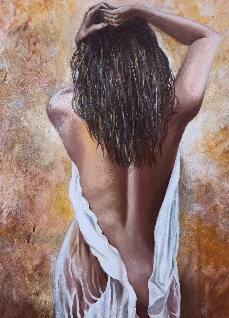 Original Figurative Nude Painting by Anna Rita Angiolelli