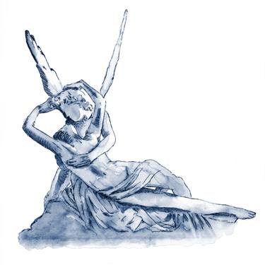Cupid and Psyche Cyanotype Watercolor thumb