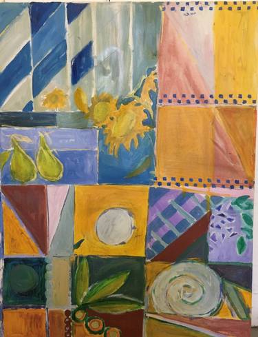 Saatchi Art Artist Bonnie Czegledi; Paintings, “Sunflowers, Pears and Grapes” #art