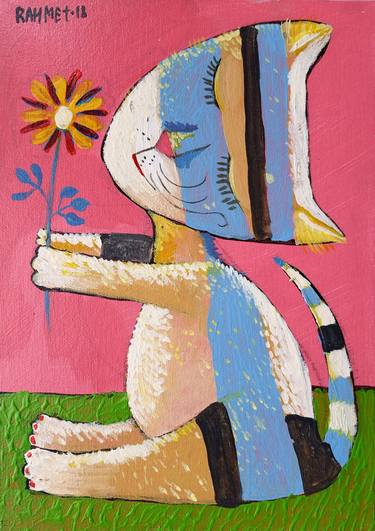 Print of Expressionism Cats Paintings by Rakhmet Redzhepov