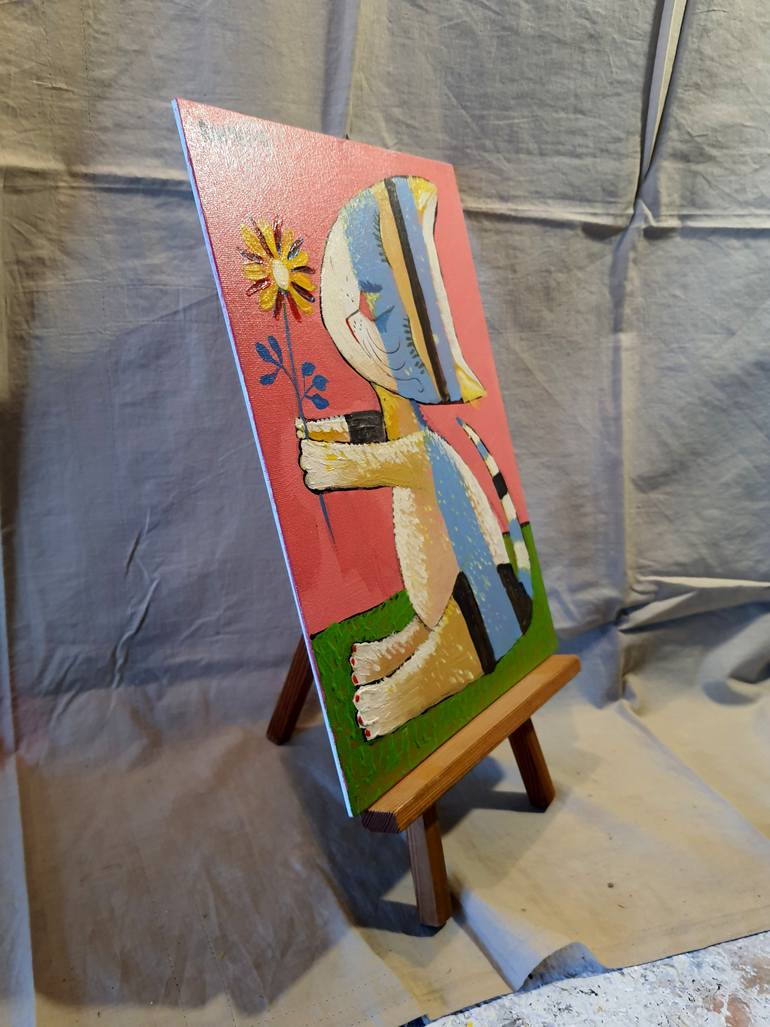 Original Expressionism Cats Painting by Rakhmet Redzhepov