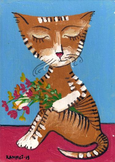 Print of Impressionism Cats Paintings by Rakhmet Redzhepov