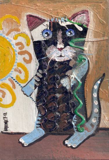 Original Impressionism Cats Paintings by Rakhmet Redzhepov