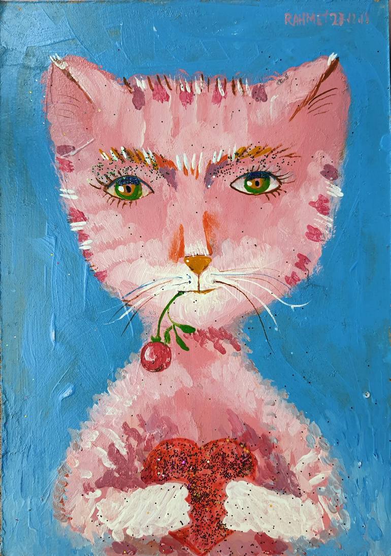 Original Cats Painting by Rakhmet Redzhepov