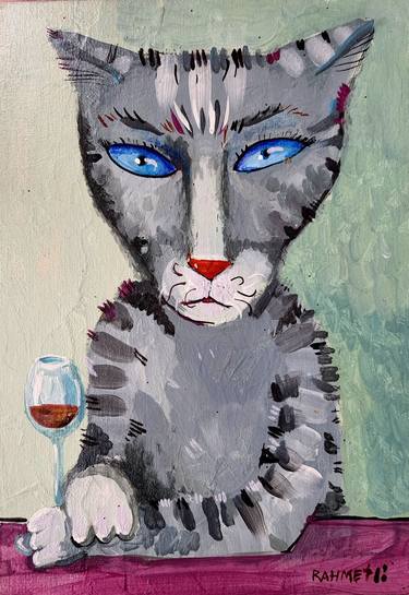 Original Expressionism Cats Paintings by Rakhmet Redzhepov