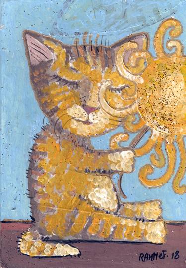 Original Cats Paintings by Rakhmet Redzhepov