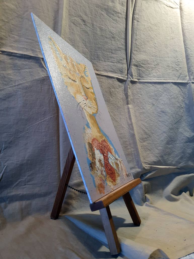 Original Impressionism Cats Painting by Rakhmet Redzhepov