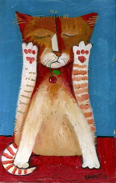 Original Impressionism Cats Paintings by Rakhmet Redzhepov