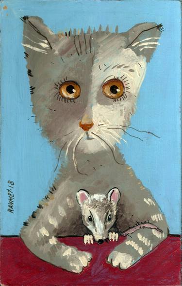 Original Expressionism Cats Paintings by Rakhmet Redzhepov