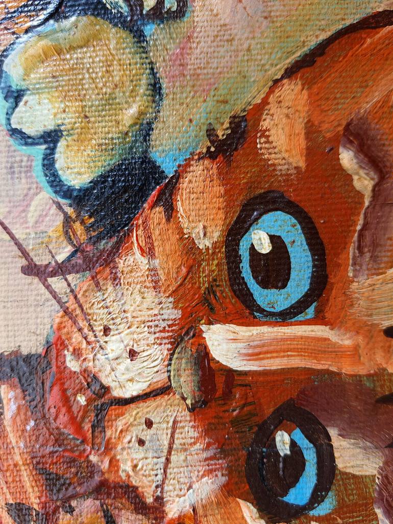 Original Expressionism Cats Painting by Rakhmet Redzhepov