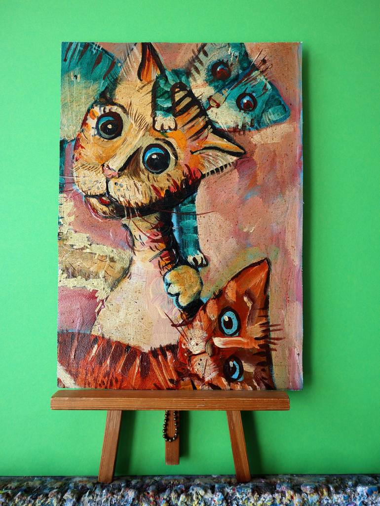 Original Cats Painting by Rakhmet Redzhepov