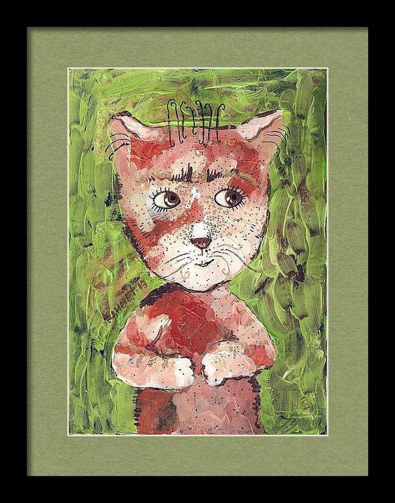 Original Impressionism Cats Painting by Rakhmet Redzhepov