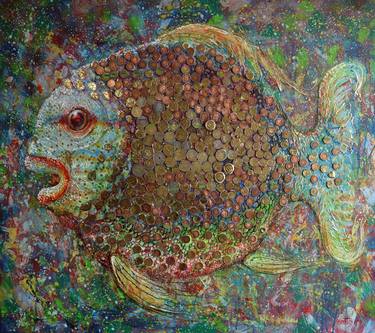 Original Expressionism Fish Paintings by Rakhmet Redzhepov