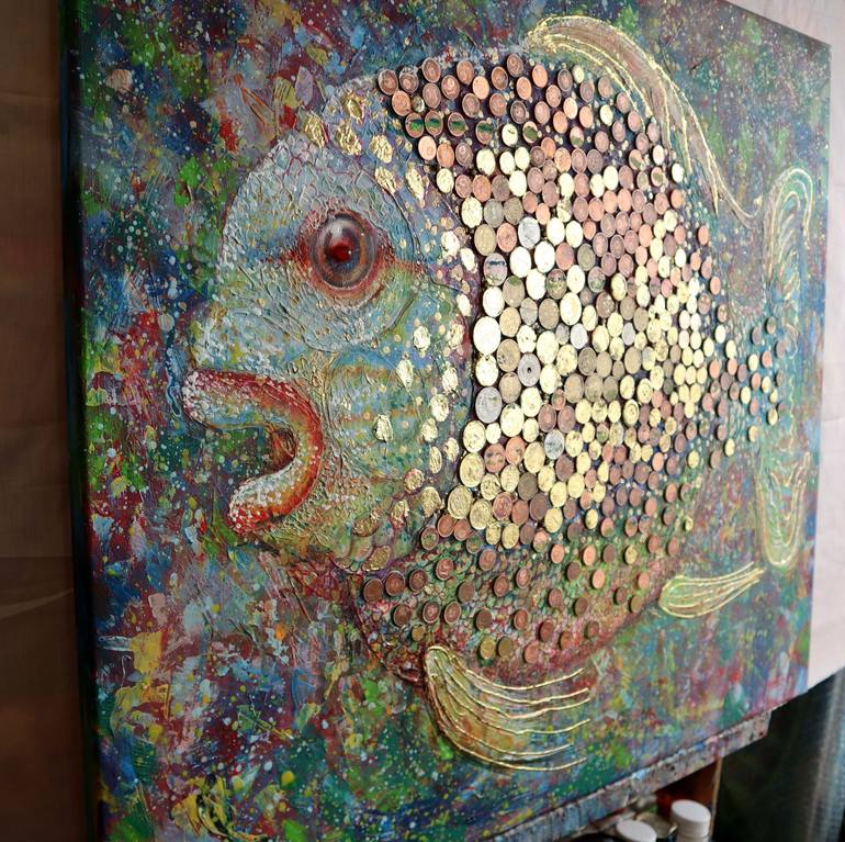 Original Expressionism Fish Painting by Rakhmet Redzhepov