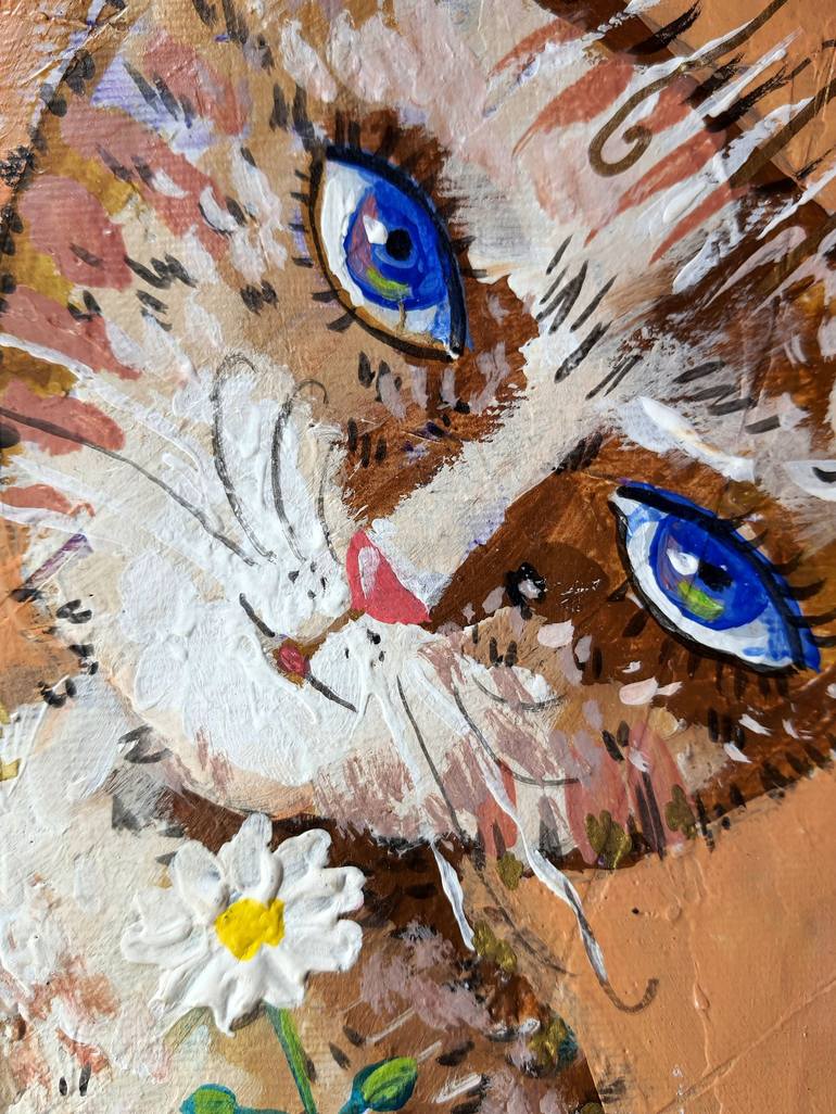 Original Impressionism Cats Painting by Rakhmet Redzhepov