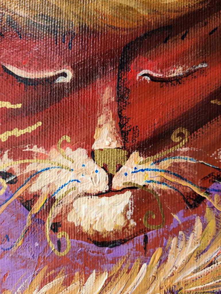 Original Impressionism Cats Painting by Rakhmet Redzhepov